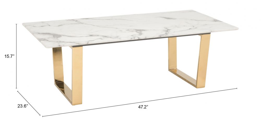 Atlas Coffee Table White & Gold