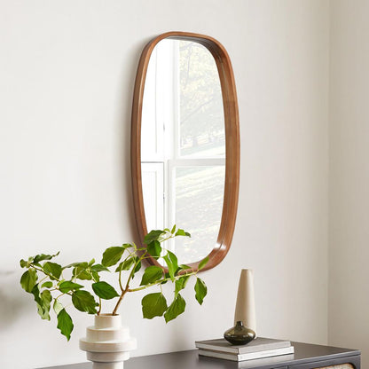 Natural Rubberwood Rounded Mirror