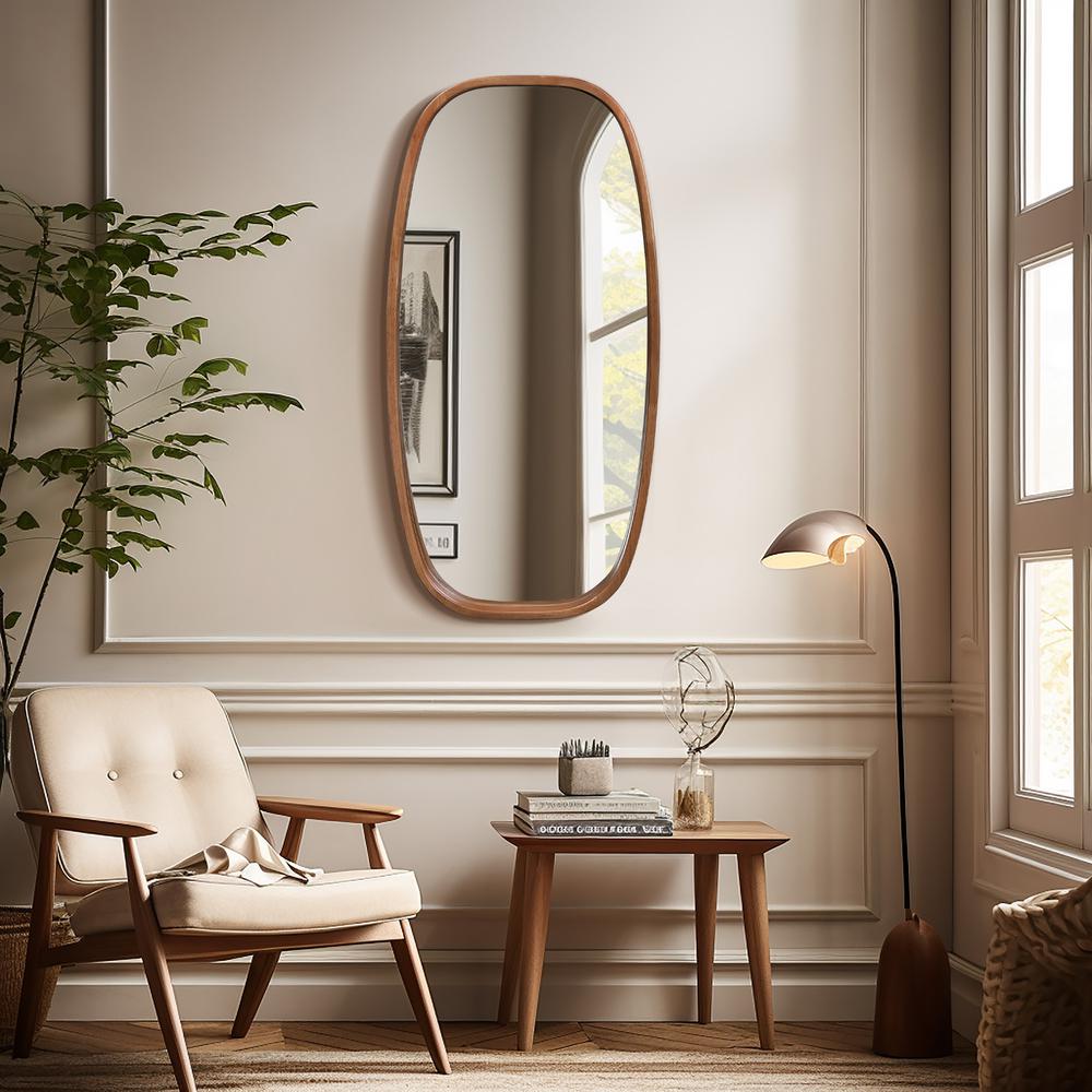 Natural Rubberwood Rounded Mirror