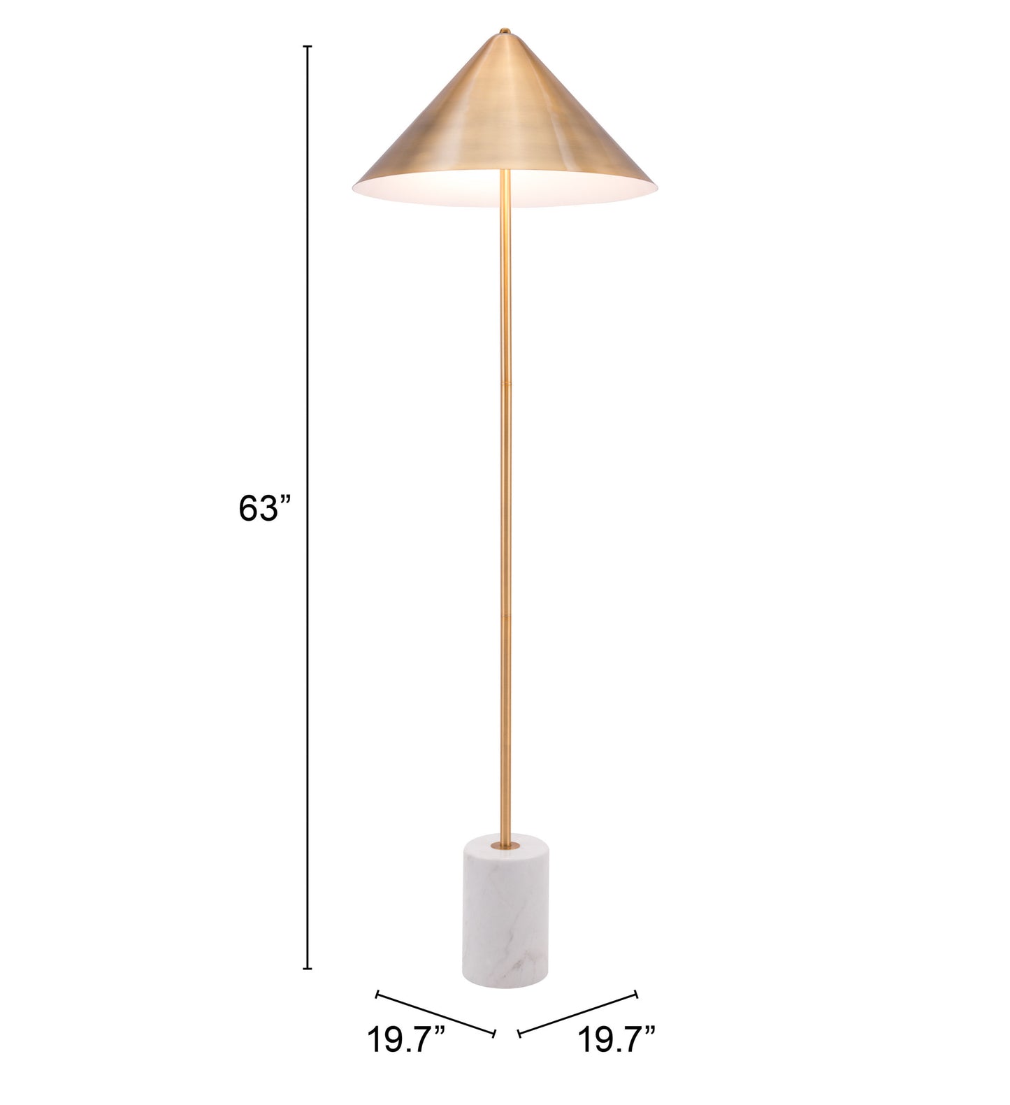 Bianca Floor Lamp Brass & White